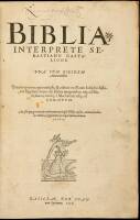 Biblia, interprete Sebastiano Castalione. Un&agrave; cum eiusdem annotationibus. Totum opus recognouit ipse, & adiecit ex Flauio Iosepho histori&aelig; supplementum ab Esdr&aelig; temporibus usq; ad Machab&aelig;os, itemq; &agrave; Machab&aelig;is usq; ad Christum. Accessit quoq[ue] rerum & u
