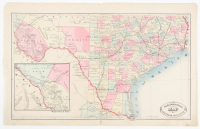 New Rail Road and County Map of Southern Part of Texas