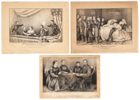 Three Currier & Ives lithographs relating to Abraham Lincoln, his family, assassination and death