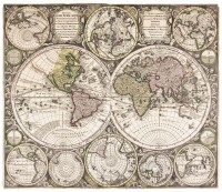 Diversi Globi Terr-Aquei Statione Variante et Visu Intercedente per Coluros Tropicorum per Ambos Polos et Particul Sph&aelig;r&aelig; Zenith in Planim Delineati Orthographici Prospectus....