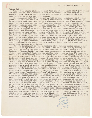 Typescript letter by Jack Kerouac, 1947
