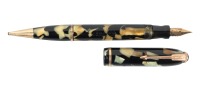 CONKLIN: Dual Fountain Pen and Propelling Pencil, Black and Pearl Celluloid, Parker Clip, 1930s