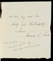Autograph Letter signed by Edward Everett Hale