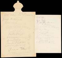 Two menus signed by various social and literary luminaries, friends of Mr. & Mrs. De Friese