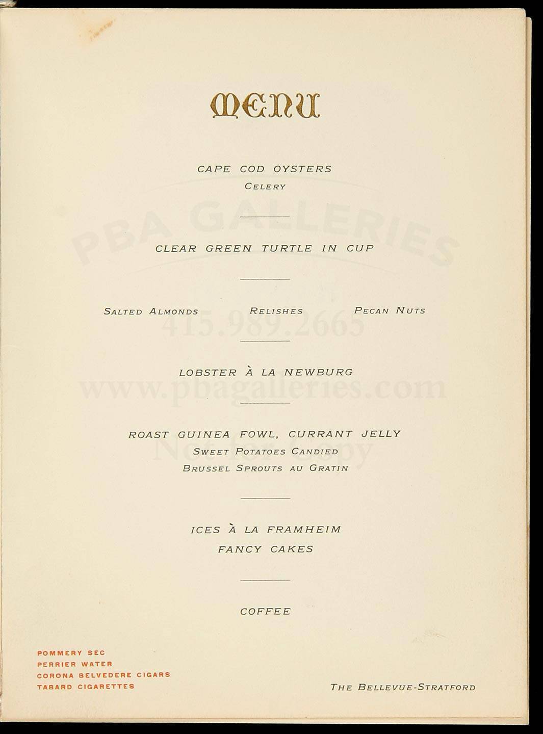 Menu for a dinner given for Shackleton, Amundsen and Peary at the ...