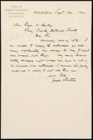 Autograph Letter signed by Joseph Wharton