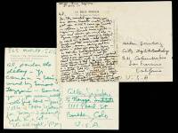 Two postcards from Corso to Allen Ginsberg