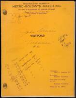 Westworld - Original Shooting Script for the 1973 MGM Movie