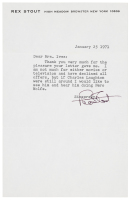 Typed letter signed by Rex Stout