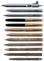 FEND: Twelve Fountain Pens, Ballpoints and Propelling Pencils * Silver, Steel, Gold-Plate