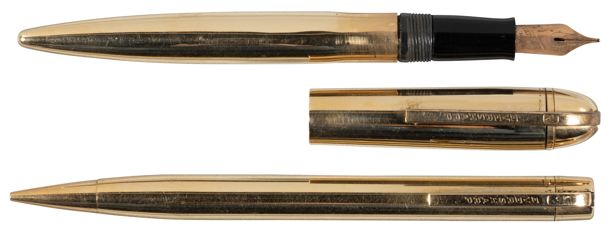 EVERSHARP: Skyline 14K Solid Gold Fountain Pen and Pencil Set