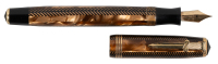 PARKER: Royal Challenger Mottled Brown Celluloid and Herringbone-Patterned Fountain Pen, Sword Clip