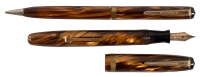 PARKER: Parkette Zephyr Swirled Golden Brown Celluloid Fountain Pen and Propelling Pencil Pair