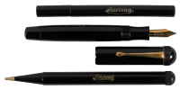 MONTBLANC [SCHERING]: Doctor's Fountain Pen, Propelling Pencil, and Thermometer Set, Black Hard Rubber