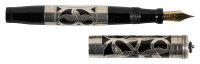 PARKER: No. 14 Lucky Curve Black Hard Rubber Ringtop Fountain Pen, Sterling Silver Filigree Overlay