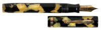 SHEAFFER: Balance "Lifetime" Black and Tan Celluloid Flat-Top Fountain Pen