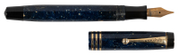 PARKER: Duofold Junior (?) Lapis Blue Button-Filler Fountain Pen, Three Bands