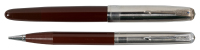 PARKER 51: Cordovan Brown Fountain Pen and Propelling Pencil, Vacumatic, Steel Caps