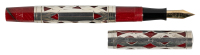 WATERMAN: Red-Bodied Lever-Filler Fountain Pen, Sterling Silver Filigree Overlay