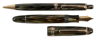 MONTBLANC: No. 146 G Masterpiece Green Striated Celluloid Fountain Pen and 172 Pencil Set