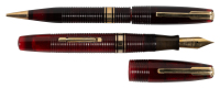WATERMAN: Hundred Year Fountain Pen and Propelling Pencil Set, Transparent Red Ribbed Lucite