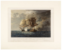 Two views of La Nymphe in battle against La Cleopatra