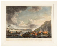 Three hand-colored maritime aquatints