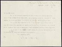 Typed Letter, signed with her initials, regarding a Jack London manuscript