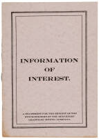 Information of Interest: A Statement for the Benefit of the Stockholders of the Belvidere-Leadville Mining Company (wrapper title)