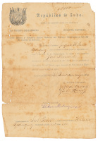 Document signed by Jose Maceo y Grajale as Major General in the Cuban Revolutionary Army, promoting Hilario Rodriguez to the rank of Second Lieutenant