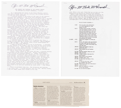 Two documents signed by Officer Nick McDonald