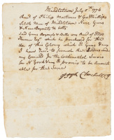 Manuscript receipt for guns & bayonets dated the day after the signing of the Declaration of Independence