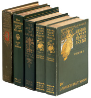 Five volumes with green early twentieth-century decorative publisher's bindings