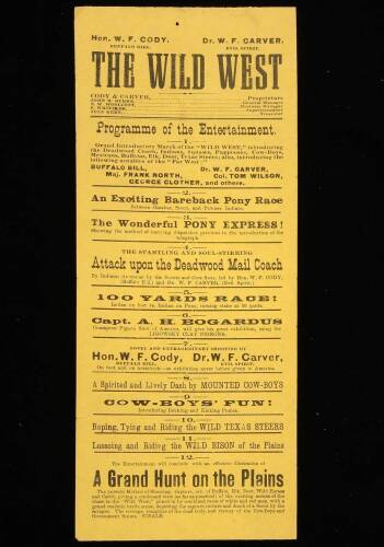 Broadside advertisement for Buffalo Bill's Wild West Show