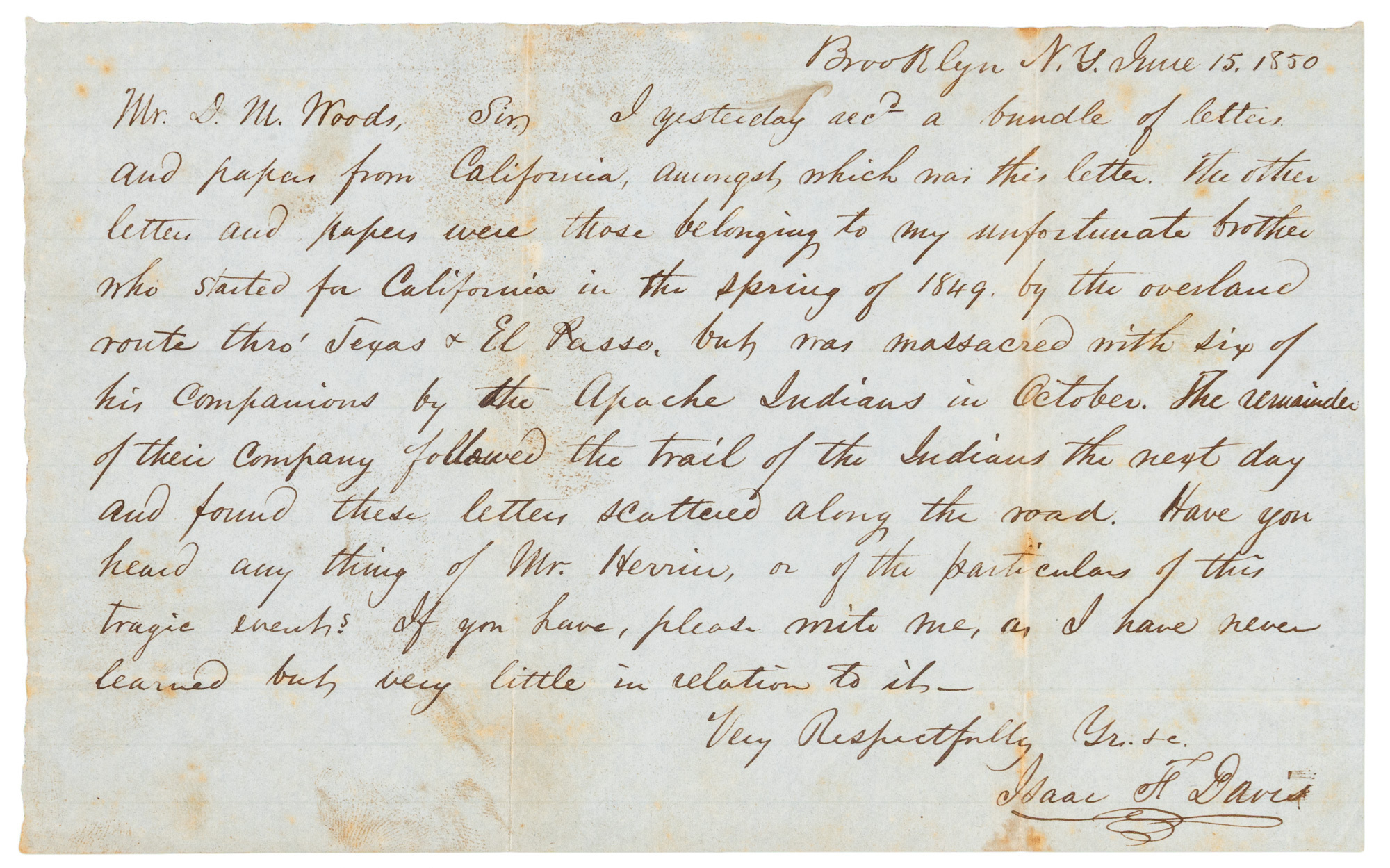 Three early Gold Rush letters with detailed descriptions of San ...
