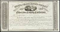 Stock certificate for Eureka Quartz Mining Company, 1853