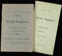 Index to Great Register of Placer County California 1910