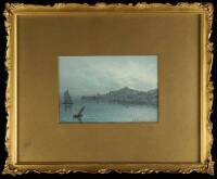 Gouache on paper of San Francisco Bay and Telegraph Hill