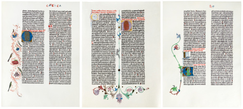 A Triptych of Illuminated Leaves on Vellum from the Huntington Library's Gutenberg Bible