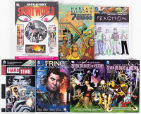 Seven volumes of DC Comics graphic novels, limited series, and one shots