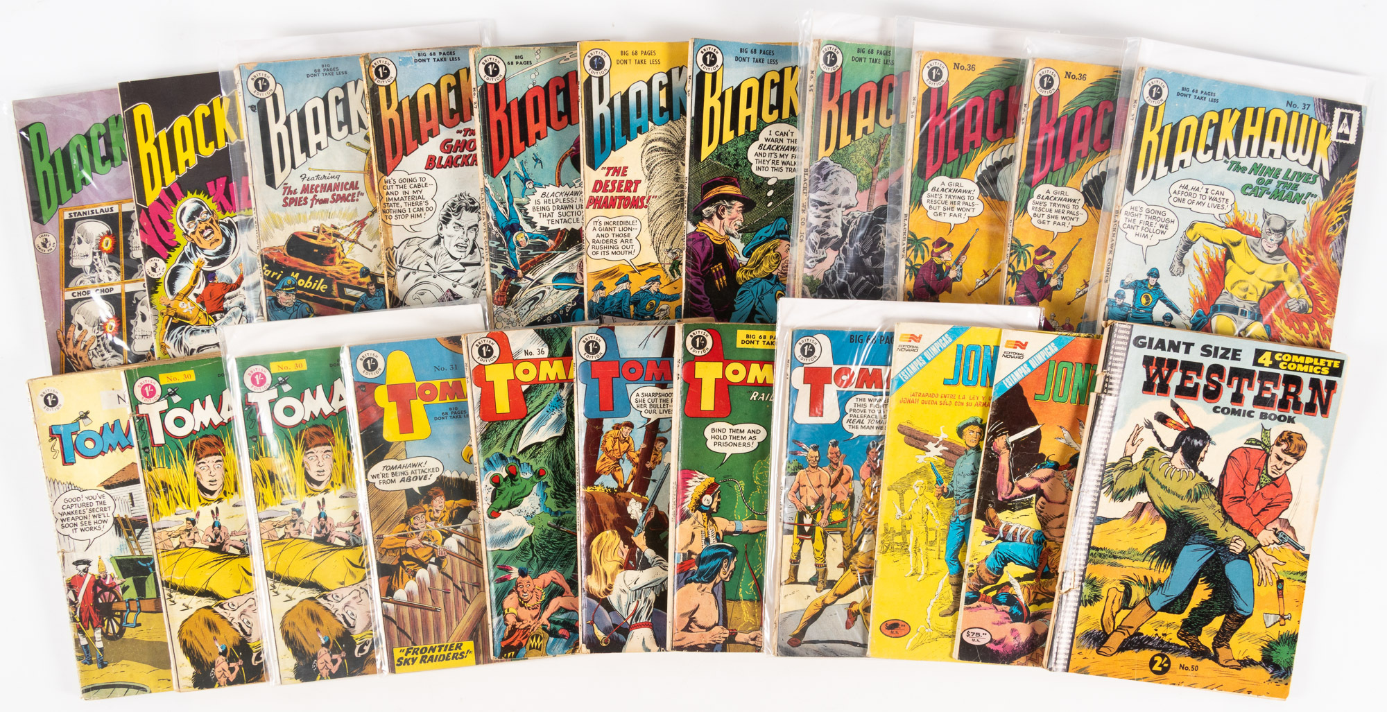 International reprint western and war comics Blackhawk, Tomahawk, and more