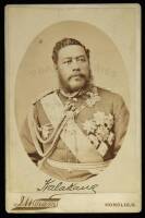 Cabinet card photograph of King Kalakaua signed by him in ink in lower image