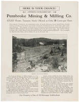 Here Is Your Chance! Offering Extraordinary. Pembroke Mining & Milling Co. 100,000 Shares Treasury Stock Offered at Only 20 Cents per Share