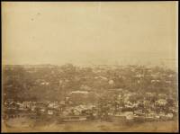 Albumen photograph birds-eye view of Honolulu Harbor from the Punchbowl