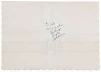 Best Western placemat inscribed by Richard Brautigan