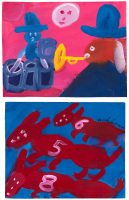 Two original paintings by Jack Micheline