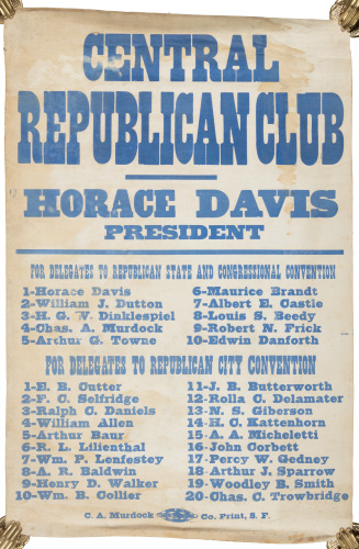 Central Republican Club. Horace Davis President