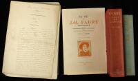 Manuscript and three volumes on the life of J. H. Fabre