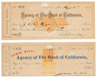 Checks signed by two (of four) of the Silver Kings, or Bonanza Kings, who struck it rich mining silver in Nevada's Comstock Lode