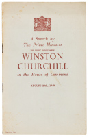 A Speech by The Prime Minister in the House of Commons, August 20th, 1940 [cover title]